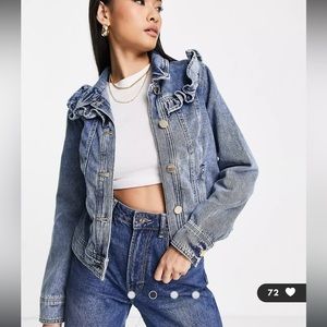 SIGNATURE 8- SIZE MEDIUM. DENIM RUFFLE JACKET